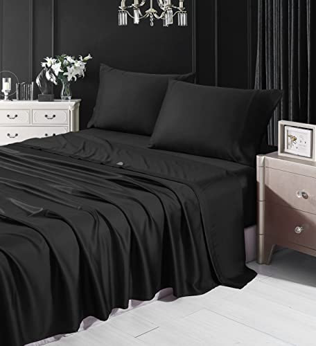 SOFTBEAR Bettwäscheset, 4-teilig, 100 % organisches Eukalyptus-Tencel-Bettwäsche-Set, extra weich, feuchtigkeitsableitend, kühlende Bettlaken, Lyocell, atmungsaktiv und hypoallergen, tiefe Tasche,