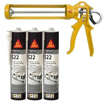 SIKA Pack Caravan 3 colles Mastic Sikaflex 522 Caravan 300ml - Pistolet Manuel MK2 Evo 300 ML