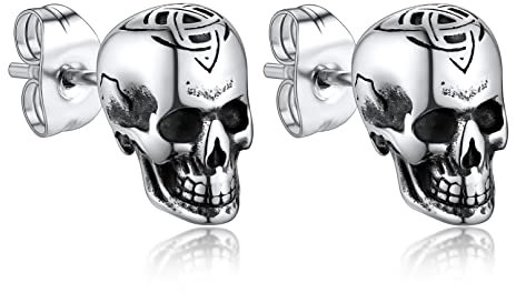 Bandmax Totenkopf Ohrstecker Edelstahl Totenkopf Ohrringe Keltische Knoten Wikinger Ohrringe Männer Piercing Earrings Wikinger Schmuck Accessoires
