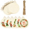 Fuyuleyo 60pcs Wooden Baubles Christmas Ornaments, 3.5 Natural Round Baubles Blank Wood Discs Slices Circles for DIY Crafts Hanging Christmas Tree Decorations Christmas Craft Baubles