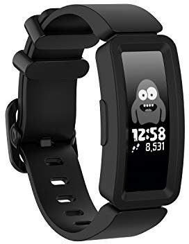 KUTEWEU Armband für Fitbit Ace 2/Fitbit Inspire/Fitbit Inspire Hr, Verstellbares Silikon Ersatzarmband für Männer und Frauen Sportfarbenes Armband für Fitbit Ace 2 Smartwatch (Schwarz)