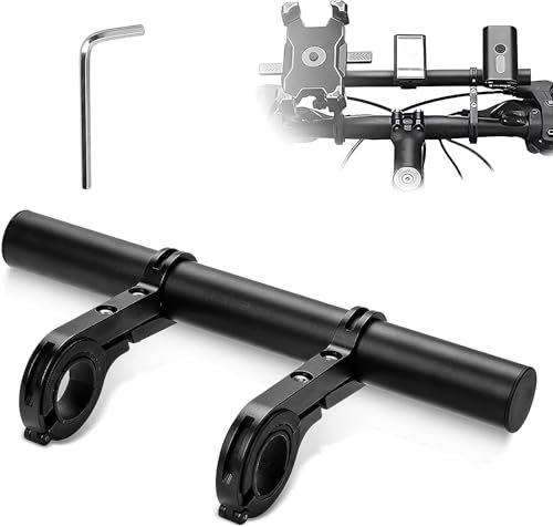 Fahrrad Lenker Erweiterung, 20CM Lenkeraufsatz, Fahrradlenker Erweiterung, mit Schraubendreher, Bike Lenker Extender, Aluminiumlegierung Fahrrad Lenker, für Kamera, Taschenlampe, Phones (Schwarz)