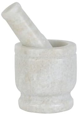Royalford Pestle & Mortar Marble Set for Spices Pestos Seasonings Pastes Guacamole Bowl herb grinder | Spice Grinder or Herb Crusher, Easy to Clean, 5’’, White