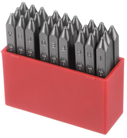 QUARKZMAN 27Stk Buchstabe Stempel Set 3/64 1mm Hoch Werkzeug Stahl AZ und Stanze Drücken Werkzeuge Metall Stempel Setzen Hammer Hand Stanzer für Metall Kunststoff Holz Leder Messing Prägung