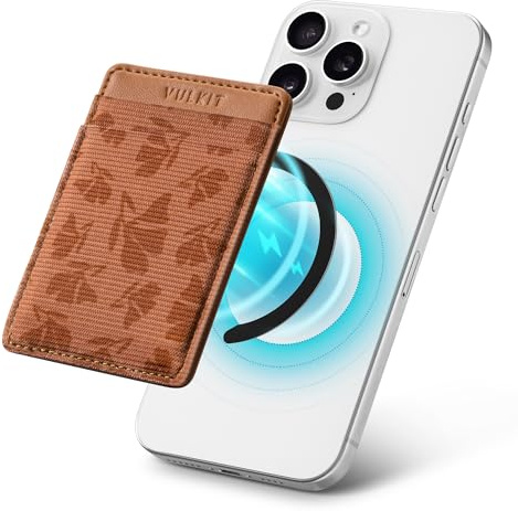 VULKIT MagSafe-Geldbörse mit MagSafe-Aufkleber, 2 Elastischen Karten-Halter und RFID-blockierendem Magnetkartenhalter für iPhone 17/16/15/14/13/12 Serie (Nicht für mini-Modelle)