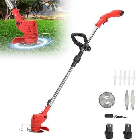 toxaaiwr Strimmer Cordless Grass Trimmer,3 in 1 Cordless Strimmer,2x2000mAH Battery Strimmer,Electric Strimmer With Wheels,Grass Trimmer/Grass Cutter For Yard, Garden, Sidewalk Edges