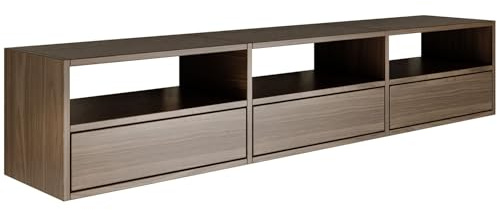 Selsey TV Lowboard - Farbe Wisconsin-Walnuss Moderne Fernseher Kommode 150 x 30 x 30 cm (BxTxH) TV Unterschrank für Wohnzimmer Schrank mit Klappen Push to Open Lowboard Hängend TV Cabinet Wandmontage