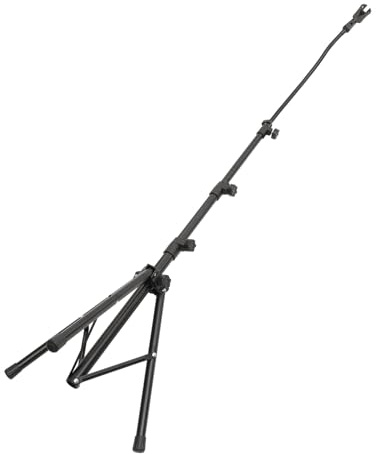 Supvox Verstellbarer Ständer für Mikrofon mit Dreibeinstruktur aus Metall und Latex Tragbar und Einfache Installation für Live Übertragungen und Podcasting in Schwarz