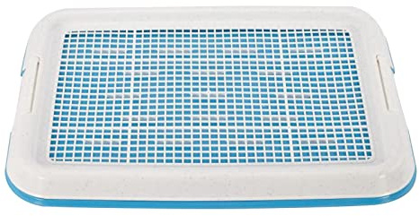 Hundetöpfchen Toiletten Trainingstablett mit abnehmbarem Netz, 47x35x3,5 cm Indoor Hundetoilette für kleine Hunde, rutschfeste Pfanne- Blau