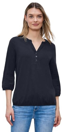 Street One 3/4-Arm Shirt mit Split Neck und Knöpfen Shadowed Navy 42