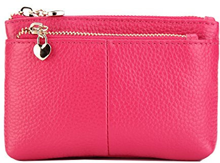 ZORESS Zippée Porte-Monnaie - Cuir véritable - Femme (Rouge)