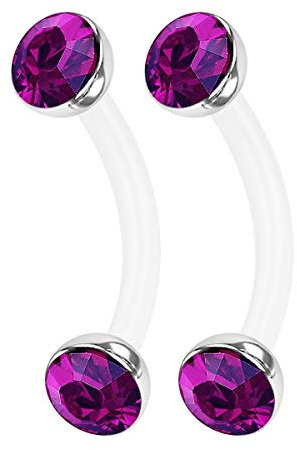 KJM FASHION 2 STK Flexibles Acryl Bananenstecker 1,2 mm 16 g 8mm 5/16 Inch 3mm Halbe Kugel Tragus Cartilage Rook Labret Ohrringe Eyebrow Piercing Schmuck 0915