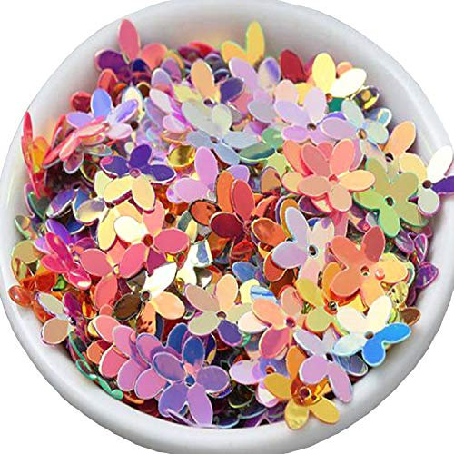 Carykon 3200 Stück 10 mm fünfblättrige Blumen-Glitzer in 18 Farben, gemischte Verpackung, Blumen-Glitzer, Basteln