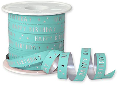C.E. Pattberg Prasent-BIRTHDAY Bedrucktes Band neo mint 100 m Länge, 10 mm Breite, Polypropylen, 10 mm - 100 m