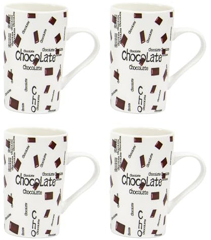 Priceless Homeware 475ml Large Ceramic Mug Microwave & Dishwasher Safe Hot Chocolate Cappuccino, Espresso,Latte, Hot Tea Mugs Set of 4 & 8 -Hot Cocoa Mugs (4Pcs Set - Chocolate)
