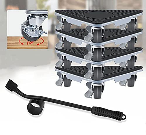 Aocet Deplace Meuble Lourd sans Effort - avec roulettes pour Meubles Pivotantes - avec Frein, 5 Pièces - Kit de Déplacement de Meubles Lourds, Planche Roulette Demenagement, 1300KG