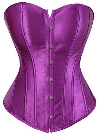 WLFFW Corsetto Burlesque Donna Corpetto Sexy Satin (EU(34-36) M, Viola)