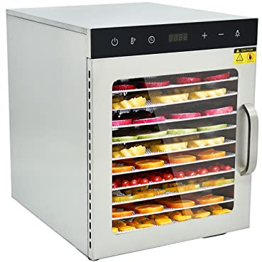 10 Tray Stainless Steel Fruit Dryer Machine, Food Dehydrator Machine with 24H- Timer & 20-90°C Temperature Control, for fruit vegetable jerky meat,with Recipe Book