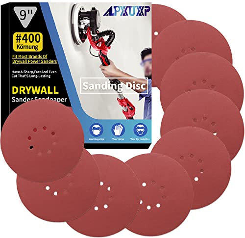 ALPXUXP Disques abrasifs 225 mm Papier abrasif grain 400 8 trous, revêtement abrasif antiadhésif pour ponceuse orbitale aléatoire excentrique (15 pièces)