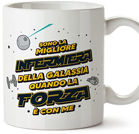Mugffins Tazza in ceramica per INFERMIERA donna 11 oz / 350 ml - In italiano - Miglior Della Galassia Quando Forza - Idea regalo per compleanno, anniversario, natale, laurea