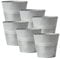 Oairse Lot de 6 pots de fleurs d'extérieur galvanisés en zinc - Pots de fleurs vintage ronds - Pot de fleurs rustique pour plantes ou décoration d'intérieur moderne