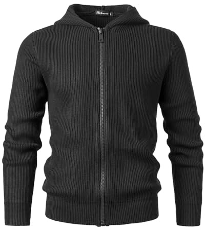 Harbrosrce Cárdigan con Capuch para Hombre Otoño Invierno Chaqueta Cálido de Punto Grueso Sudaderas Cálido Chaleco con Cremallera Cardigan Rebecas