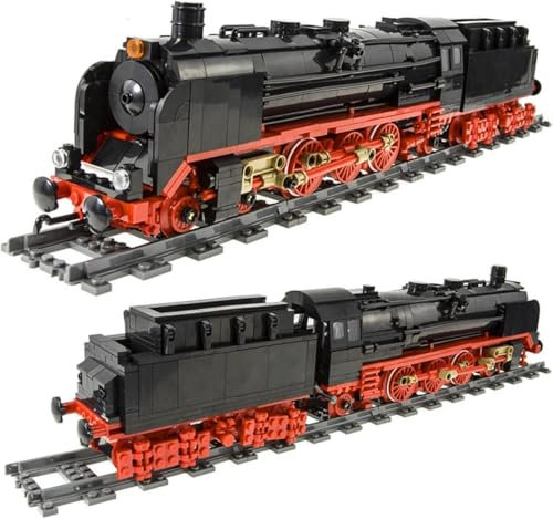 highdar Train Ensemble de Blocs de Construction, 1173 Pièces German BR01 Train Locomotive à Vapeur Rétro avec Rails, Modèle de Véhicule de Transport de Marchandises en Ville, Jouet pour Adolescents