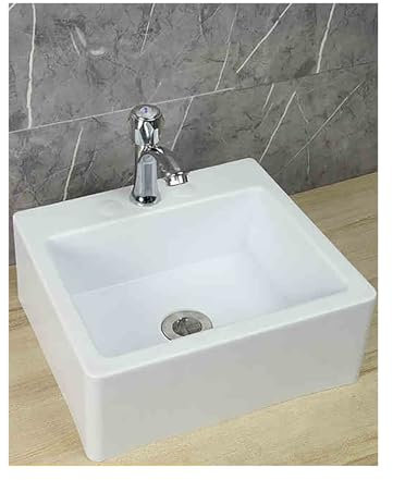 XRB2050 Lavello Quadrata, 33.5x29x13cm/13x11.4x5inch Lavatoio Lavapanni Monoblocco in PP, Lavello Angolare da Bagno per Lavanderia Garage Bagno Guardaroba WC B Rubinetto dell'acqua Fredda Singolo