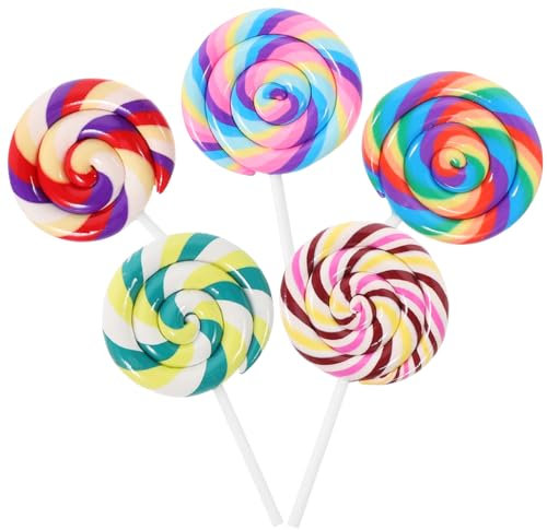 Garneck Lutscher Deko 5er Set – Bunte Runde Lutscher Für DIY Kunsthandwerk - Scrapbooking & Heimdekoration – Perfekte Kunststoffe Für Kreative Projekte in Zufälligen Farben