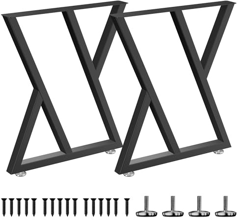 SANKEYTEW Lot de 2 pieds de table en métal noir - 70 x 61 cm - Cadre de bureau - Pieds de meubles à faire soi-même - Pieds de table de 70 cm - Forme carrée