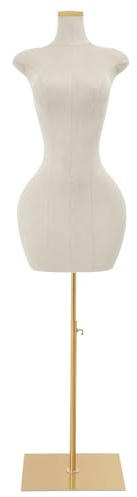 C-Juzarl Schaufensterpuppe Weibliche Kleiderform Mannequin-Torso, verstellbare Höhe 150-210 cm Ständer, Schneiderpuppe für Kleidung, Kleid, Display (Grauweiß, M)