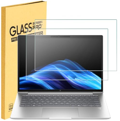 2 Pack Tempered Glass Screen Protector HP OmniBook Ultra Flip 2-in-1 14 (14-fh0000) Touchscreen Laptop 2025-2024, 9H Hardness Scratch Resistant Anti-Shatter Film Anti Fingerprint
