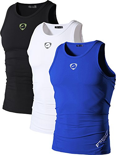 jeansian Herren Sportswear 3 Packs Sports Compression Tank Tops Vests Shirt LSL3306 PackB S
