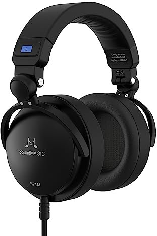 Soundmagic HP151 Wired Over Ear Headphones HiFi Stereo Audiophile Headphone Noise Isolating Foldable Headset with Detachable Cables Black