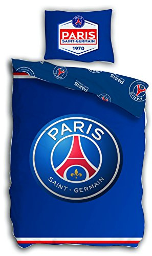 PSG Football - Parure de lit - Housse de couette 140 x 200 cm Taie 63 x 63 cm