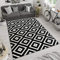 TAPISO MAROKO Teppich Modern Kurzflor Geometrisch Diamant Karo Marokkanisch Viereck Muster Schwarz Creme Wohnzimmer ÖKOTEX 140 x 190 cm