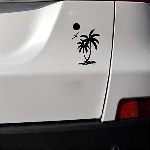 Stukk Stickers Sun Palm Tree Beach Vogel tropisch heißer Spaß Aufkleber Vinylaufkleber 9.8cm x 14,6 cm - Schwarz