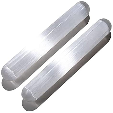 KALIFANO 2 Pack Selenite Wand with Healing & Calming Effects - High Energy Crystal Used for Cleansing and Protection (Information Card Included)