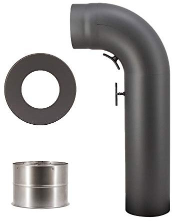 LANZZAS Ofenrohr Set 90° Grad gezogen kurz mit Tür, im Durchmesser, DN Ø 150 mm, Farbe: gussgrau - weite Rohre aus unserem Sortiment, finden Sie hier.