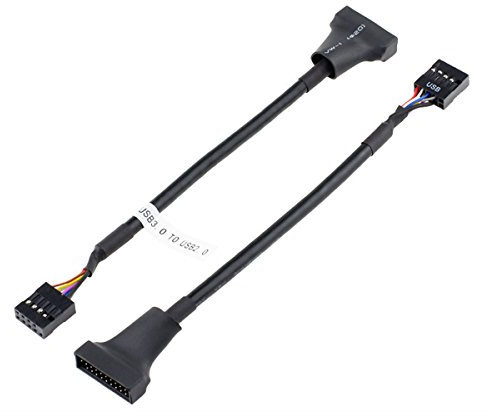 Cablecc - 2 cavi adattatori da USB 2.0 9 pin a connettore USB 3.0 20 pin femmina, per scheda madre, reversibili