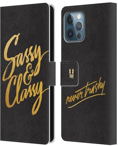 Head Case Designs Sassy Grand As Gold Leather Wallet Case Compatible With Apple iPhone 12 Pro Max