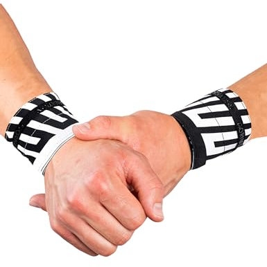 GORNATION Handgelenk-Bandagen, Extra leichte Wrist Wraps für Fitness, Calisthenics, Gym & Krafttraining, 1 Paar elastische Wickel-Bandagen, Black/White
