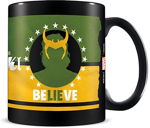 Marvel Loki Mug en céramique avec coffret cadeau Believe Design 325 ml Produit officiel Noir