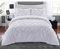 Biesen-Bettwäsche-Set, weiß, 3-teilig, mit Quetschfalten, Mikrofaser, Hotelqualität, Steppbett-Set mit Kissenbezügen, Doppel-, King-Size- und Super-King-Size-Bett