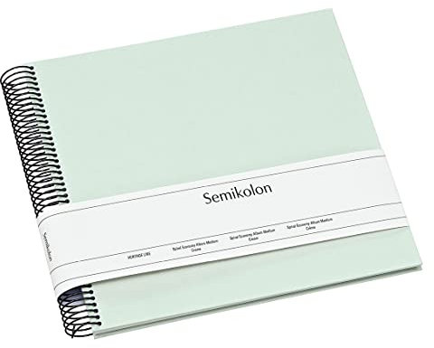 Semikolon 364028 Spiral Album Economy Medium - 23x22,3 cm - Fotoalbum, 40 Seiten cremeweiß, Fotobuch, moss pastell-grün