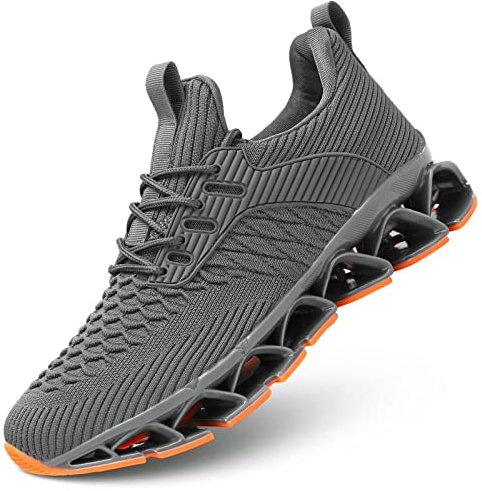 Herren Turnschuhe Blade Running Walking Schuhe Mesh Atmungsaktiv Sport Mode Turnschuhe Gym Tennis Casual Zapatos, grau, 39 2/3 EU