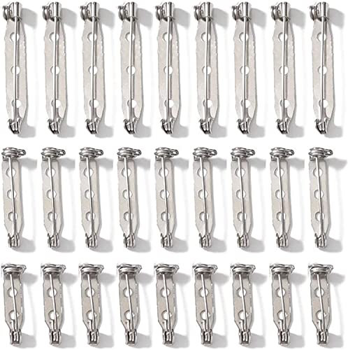 WOOXDYUK Pack of 100 Safety Pin, Brooch Pins for DIY Crafts (38/40/45 mm), Craft Safety Pins for Jewellery and Crafts (Silver), Tone Safety Pins for Brooch Back Clasps