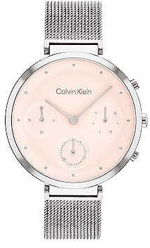 Calvin Klein Multi Zifferblatt Quarz Uhr für Damen Kollektion Minimalistic T-BAR mit Edelstahlarmband