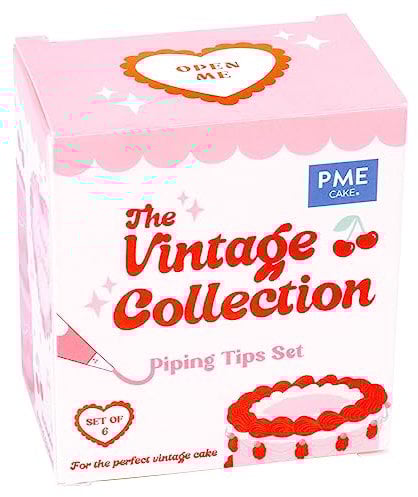 PME VTNZ001 Vintage Cake Piping Tips-Set of 6 Icing Nozzles, Stainless Steel