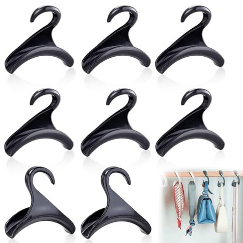 xiaowanwan 8 Piezas Ganchos para Colgar Bolsos Armario,Gancho de Armario para Bolsas,Organizador de Bolsos Perchero Gabinete para Cinturón Sombrero (Negro)